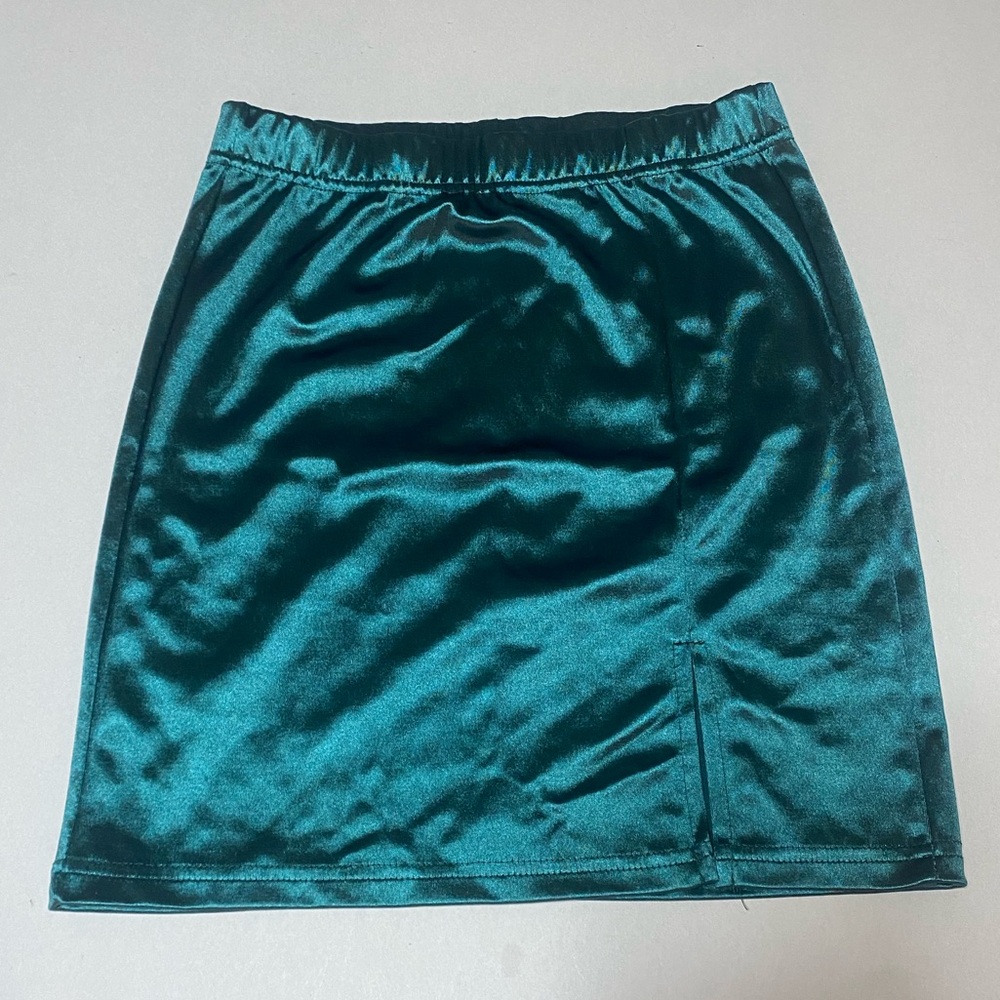 SHEIN Teal Velvet Mini Skirt